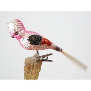 Antique Mercury Glass Bird Clip On Parrot Ornament  Christmas Ornament 1900's